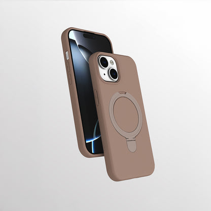 Apple iPhone 14 Kılıf M-safe Şarj Özellikli Standlı Zore Samara Kapak Desert Gold