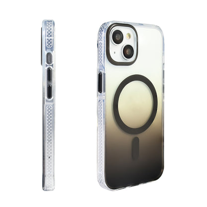 Apple iPhone 14 Kılıf M-safe Şarj Özellikli Transparan Renk Geçişli Zore Toros Kapak Mavi