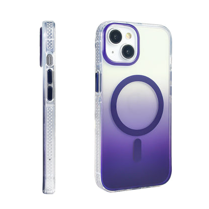 Apple iPhone 14 Kılıf M-safe Şarj Özellikli Transparan Renk Geçişli Zore Toros Kapak Rose Pembe