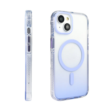 Apple iPhone 14 Kılıf M-safe Şarj Özellikli Transparan Renk Geçişli Zore Toros Kapak Mavi