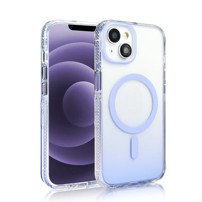 Apple iPhone 14 Kılıf M-safe Şarj Özellikli Transparan Renk Geçişli Zore Toros Kapak Mavi