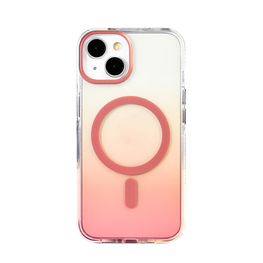 Apple iPhone 14 Kılıf M-safe Şarj Özellikli Transparan Renk Geçişli Zore Toros Kapak Rose Gold