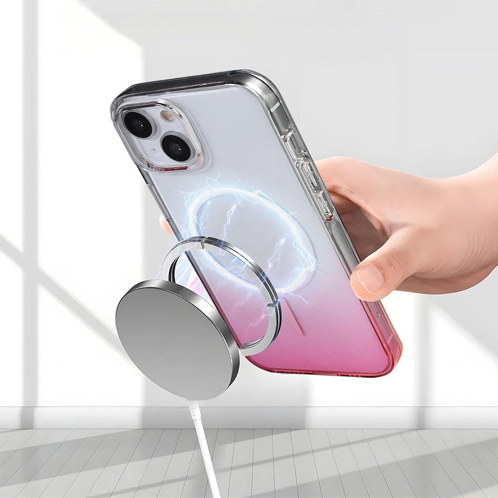 Apple iPhone 14 Kılıf M-Safe Şarj Özellikli Zore Septik Silikon Kapak Pembe