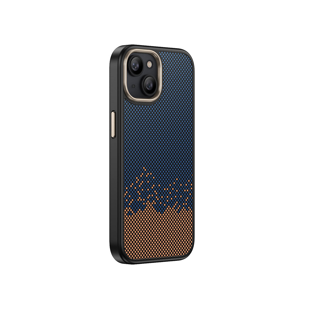 Apple iPhone 14 Kılıf M-safe Şarj Özellikli Karbon Fiber Görünümlü Zore Antina Kapak Siyah-Gri