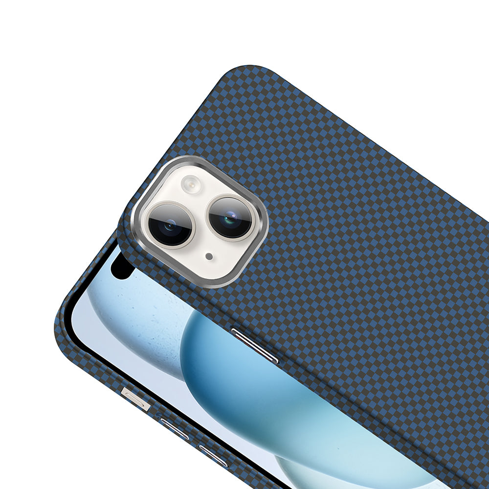 Apple iPhone 14 Kılıf M-safe Şarj Özellikli Karbon Fiber Görünümlü Zore Gros Kapak Siyah-Lacivert