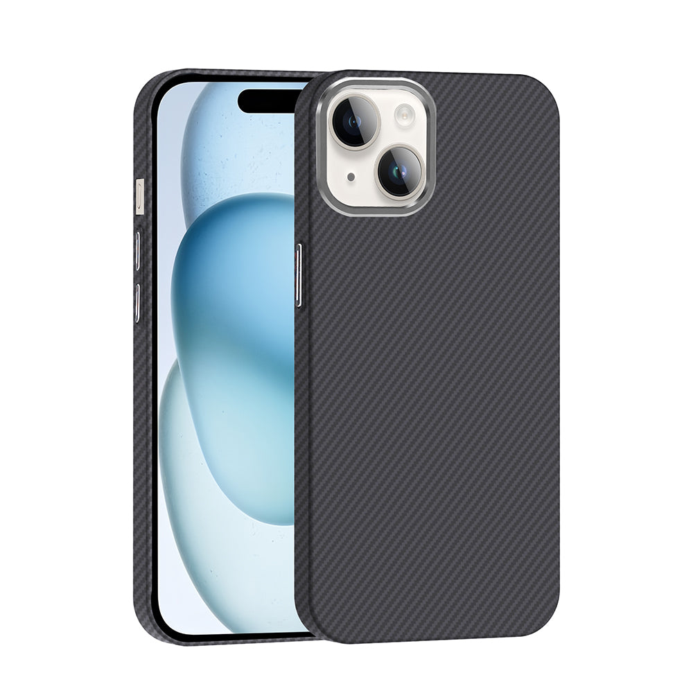 Apple iPhone 14 Kılıf M-safe Şarj Özellikli Karbon Fiber Görünümlü Zore Gros Kapak Siyah