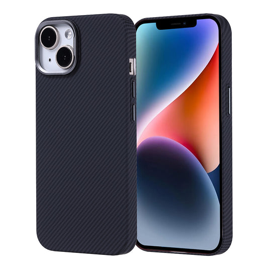 Apple iPhone 14 Kılıf M-safe Şarj Özellikli Karbon Fiber Görünümlü Zore Nekst Kapak Siyah