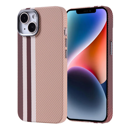 Apple iPhone 14 Kılıf M-safe Şarj Özellikli Karbon Fiber Görünümlü Zore Nekst Kapak Gold