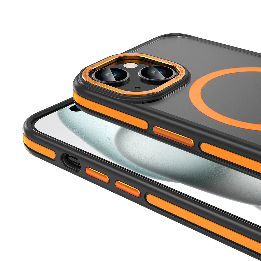 Apple iPhone 14 Kılıf M-safe Şarj Özellikli Mat Görünümlü Zore Ant Kapak Turuncu