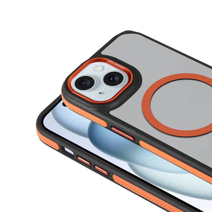 Apple iPhone 14 Kılıf M-safe Şarj Özellikli Mat Görünümlü Zore Solo Kapak Turuncu