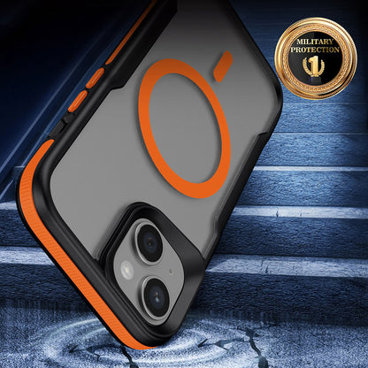 Apple iPhone 14 Kılıf M-safe Şarj Özellikli Renkli Kenar Airbag Şeritli Zore Lamer Kapak Kırmızı