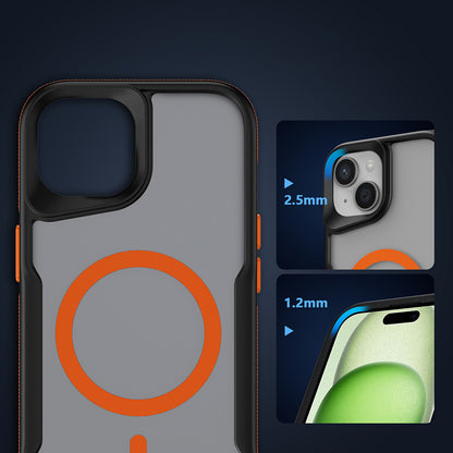 Apple iPhone 14 Kılıf M-safe Şarj Özellikli Renkli Kenar Airbag Şeritli Zore Lamer Kapak Mor