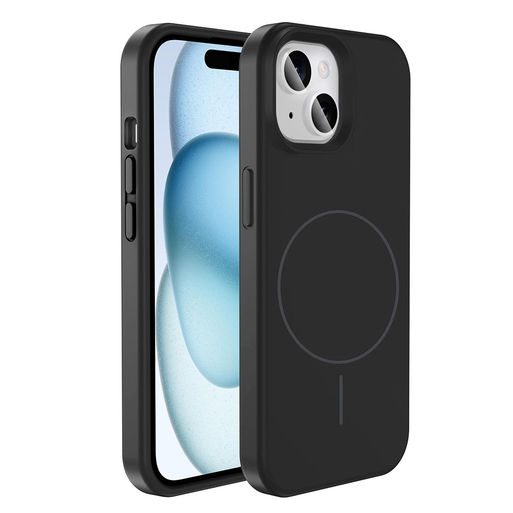 Apple iPhone 14 Kılıf M-safe Şarj Özellikli Sıvı Teknolojili Silinebilir Sert Zore Kivi Kapak Siyah