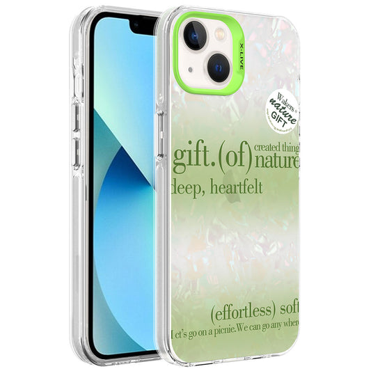 Apple iPhone 14 Kılıf Mermer Desenli Zore Marbello Kapak Yeşil