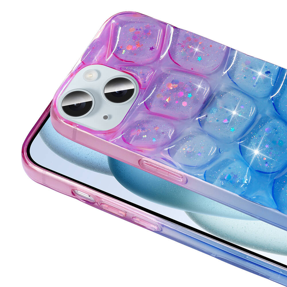 Apple iPhone 14 Kılıf Simli 3D Desenli Zore Hacar Kapak Beyaz