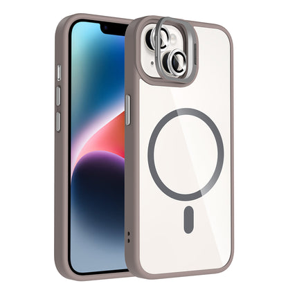 Apple iPhone 14 Kılıf Standlı ve Kamera Lens Hediyeli M-Safe Şarj Özellikli Zore Etro Kapak Siyah