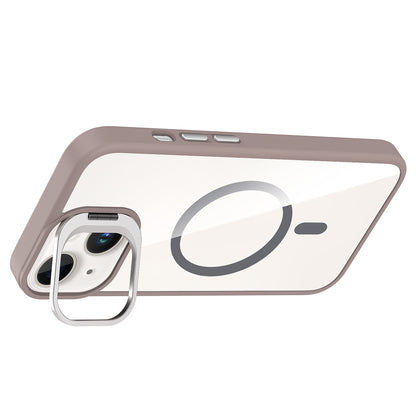 Apple iPhone 14 Kılıf Standlı ve Kamera Lens Hediyeli M-Safe Şarj Özellikli Zore Etro Kapak Lacivert