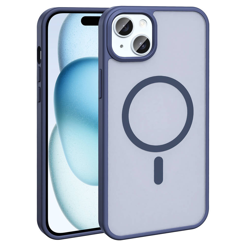 Apple iPhone 14 Plus Kılıf M-safe Şarj Özellikli Mat Arka Yüzey Zore Sio Kapak Koyu Mor