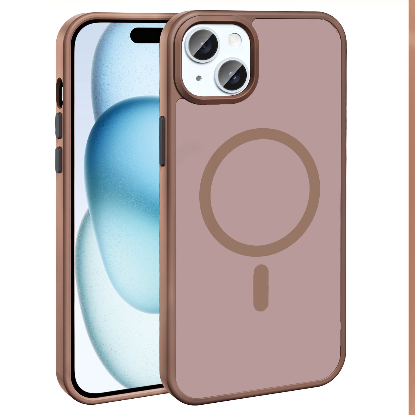 Apple iPhone 14 Plus Kılıf M-safe Şarj Özellikli Mat Arka Yüzey Zore Sio Kapak Kahverengi