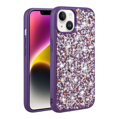 Apple iPhone 14 Plus Kılıf Parlak Taşlı Tasarım Zore Linea Kapak Derin Mor