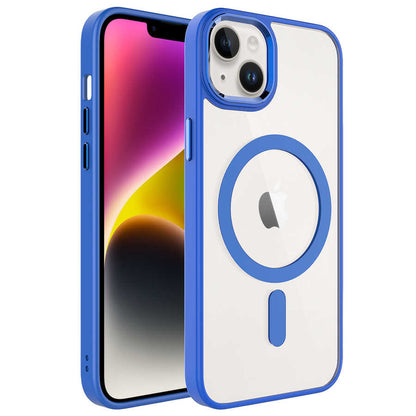 Apple iPhone 14 Plus Kılıf Wireless Şarj Özellikli Zore Krom M-safe Silikon Kapak