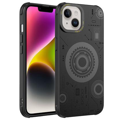 Apple iPhone 14 Plus Kılıf Zore Wireless Şarj Özellikli Desenli Hot Kapak Siyah