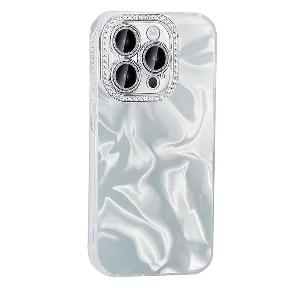 Apple iPhone 14 Pro Kılıf Airbagli Parlak Taş Detay Tasarımlı Zore Esila Kapak Pembe