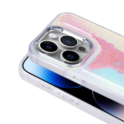 Apple iPhone 14 Pro Kılıf Airbagli Renkli Arka Yüzey Boncuk Tasarımlı Zore Kumul Kapak Pembe