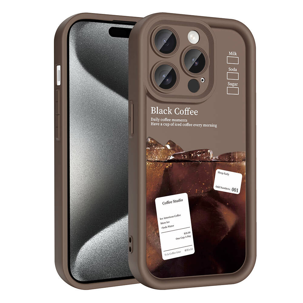 Apple iPhone 14 Pro Kılıf Kamera Korumalı Baskılı Arka Yüzey Zore Klas Kapak Koyu Kahve