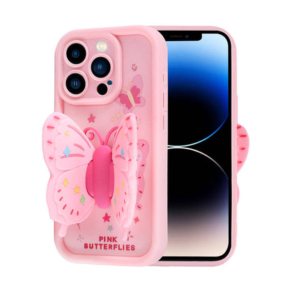 Apple iPhone 14 Pro Kılıf Kamera Korumalı Figür Tasarımlı Zore Kapya Kapak Pembe Koyu