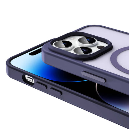 Apple iPhone 14 Pro Kılıf M-safe Şarj Özellikli Mat Arka Yüzey Zore Sio Kapak Koyu Mor