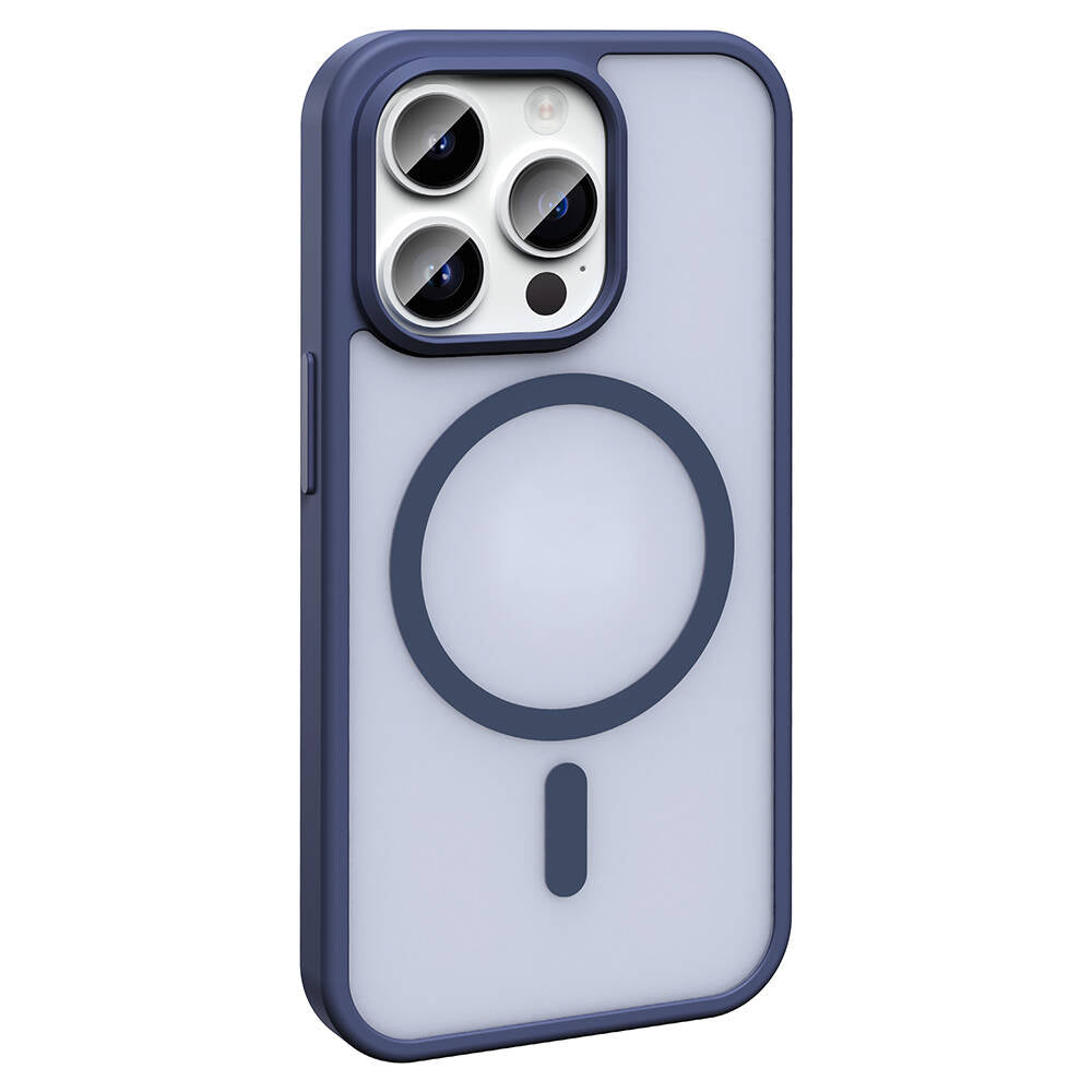 Apple iPhone 14 Pro Kılıf M-safe Şarj Özellikli Mat Arka Yüzey Zore Sio Kapak Lacivert