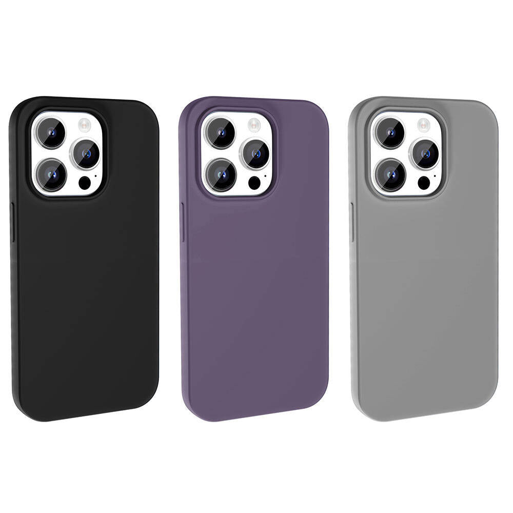 Apple iPhone 14 Pro Kılıf M-safe Şarj Özellikli Sıvı Teknolojili Silinebilir Sert Zore Kivi Kapak Derin Mor