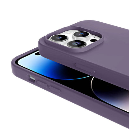 Apple iPhone 14 Pro Kılıf M-safe Şarj Özellikli Sıvı Teknolojili Silinebilir Sert Zore Kivi Kapak Koyu Gri