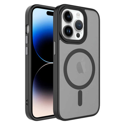 Apple iPhone 14 Pro Kılıf Mat Arka Yüzey Wireless Şarj Özellikli Zore Flet M-safe Kapak