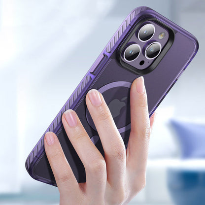 Apple iPhone 14 Pro Kılıf Mat Arka Yüzey Wireless Şarj Özellikli Zore Locik Kapak Derin Mor