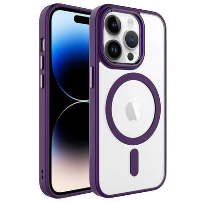 Apple iPhone 14 Pro Kılıf Wireless Şarj Özellikli Zore Krom M-safe Silikon Kapak