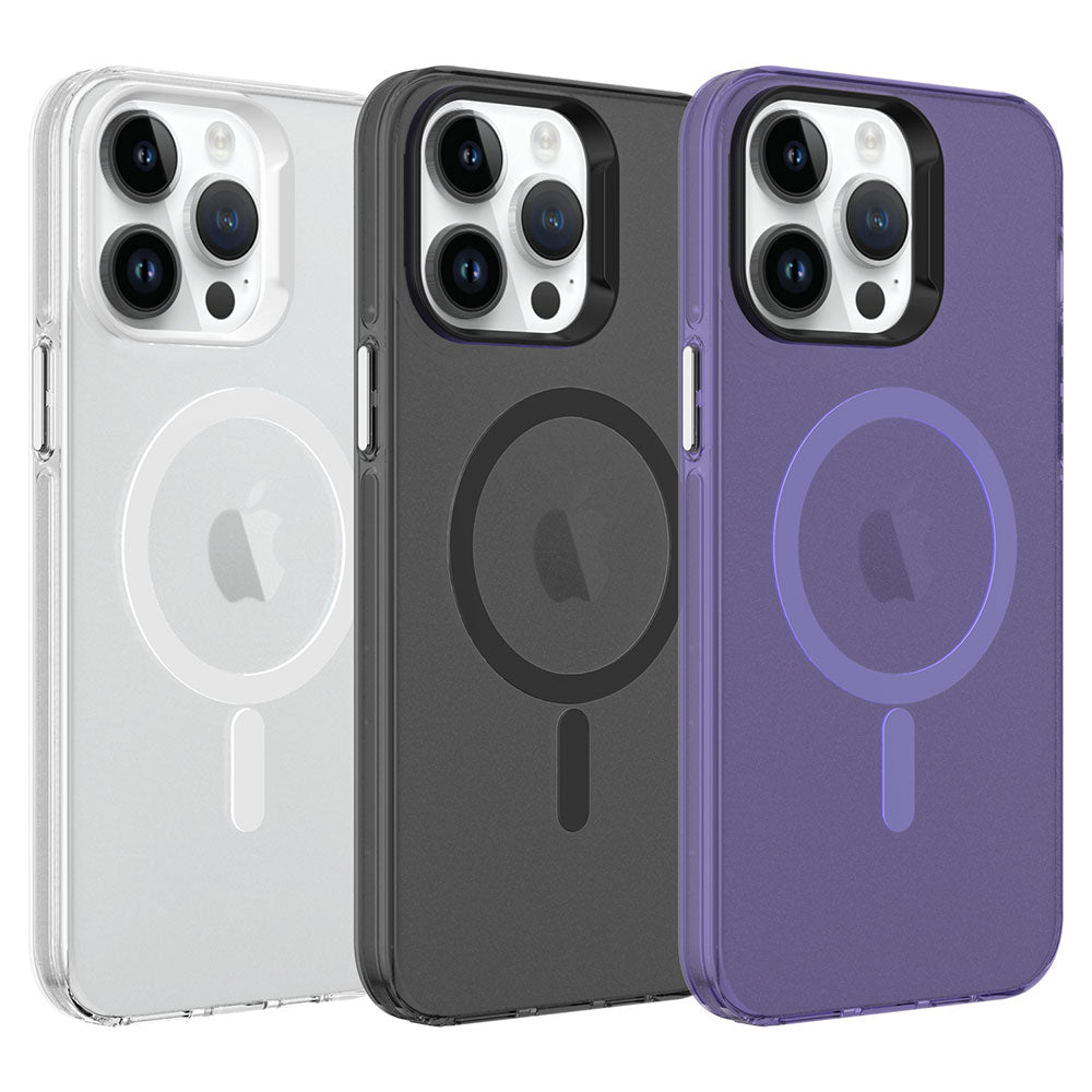 Apple iPhone 14 Pro Kılıf Zore M-safe Şarj Özellikli Buzlu Transparan C-Pro Sert Kapak Renksiz