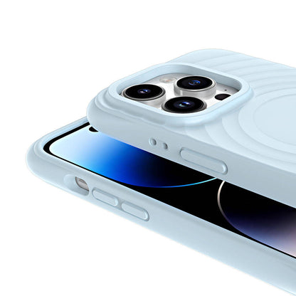 Apple iPhone 14 Pro M-safe Şarj Özellikli Airbagli Mat Görünümlü Zore Hepi Kapak Mavi Açık