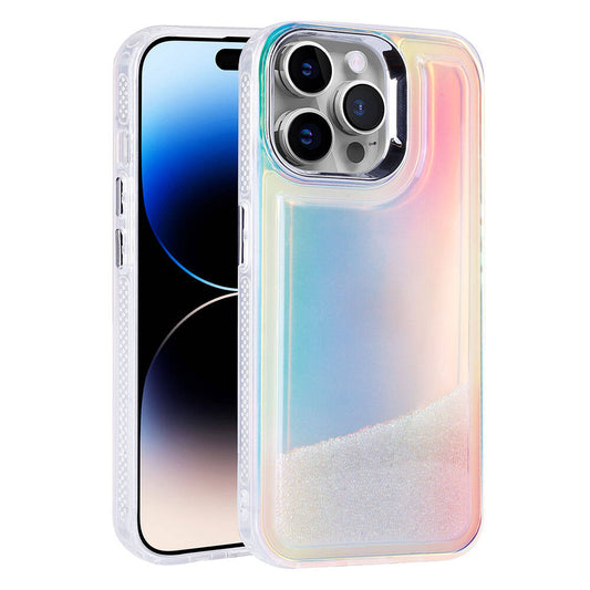 Apple iPhone 14 Pro Max Kılıf Airbagli Renkli Arka Yüzey Boncuk Tasarımlı Zore Kumul Kapak Şeffaf