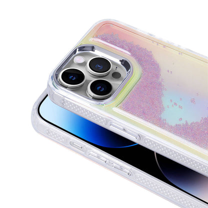 Apple iPhone 14 Pro Max Kılıf Airbagli Renkli Arka Yüzey Boncuk Tasarımlı Zore Kumul Kapak Şeffaf