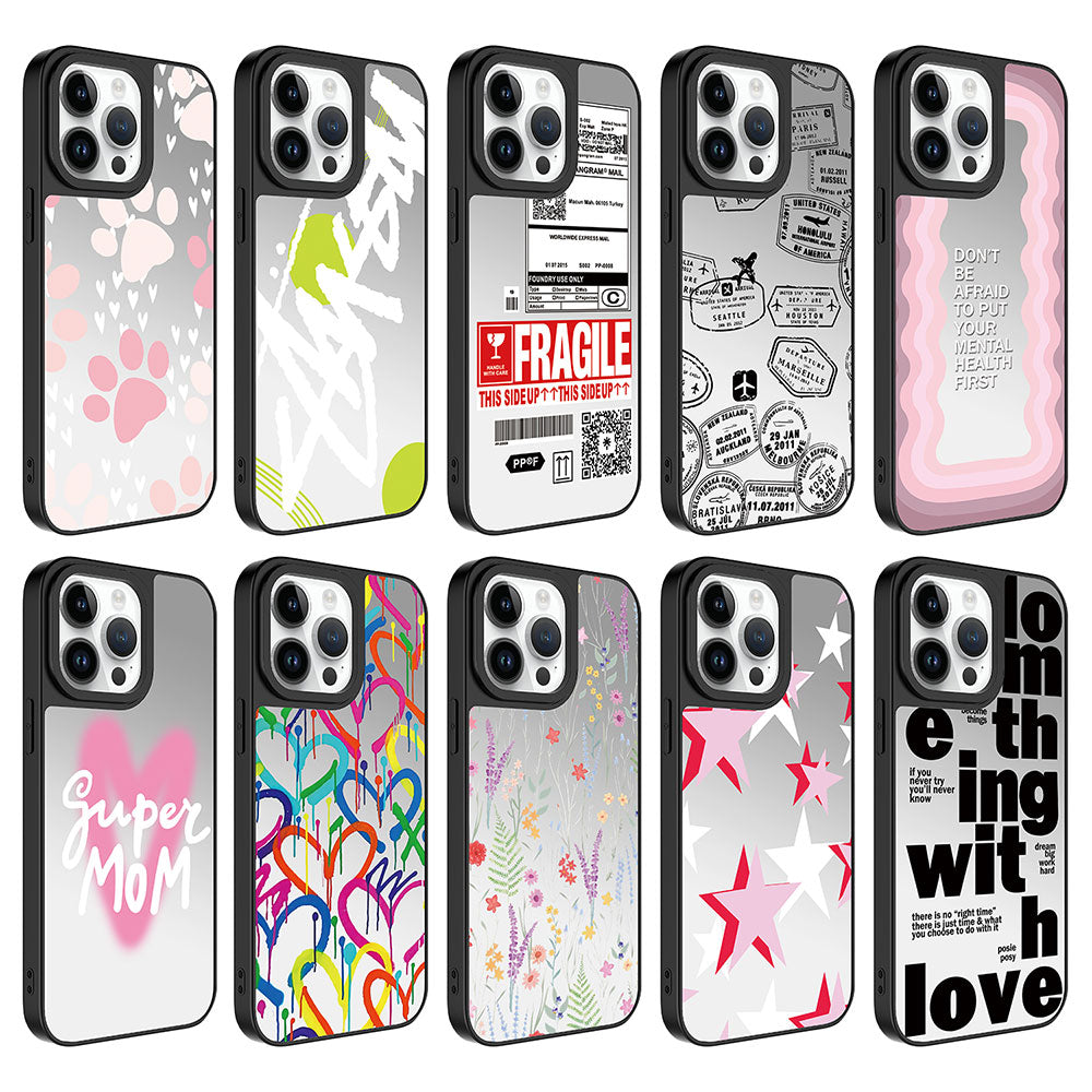 Apple iPhone 14 Pro Max Kılıf Aynalı Desenli Kamera Korumalı Parlak Zore Mirror Kapak Love