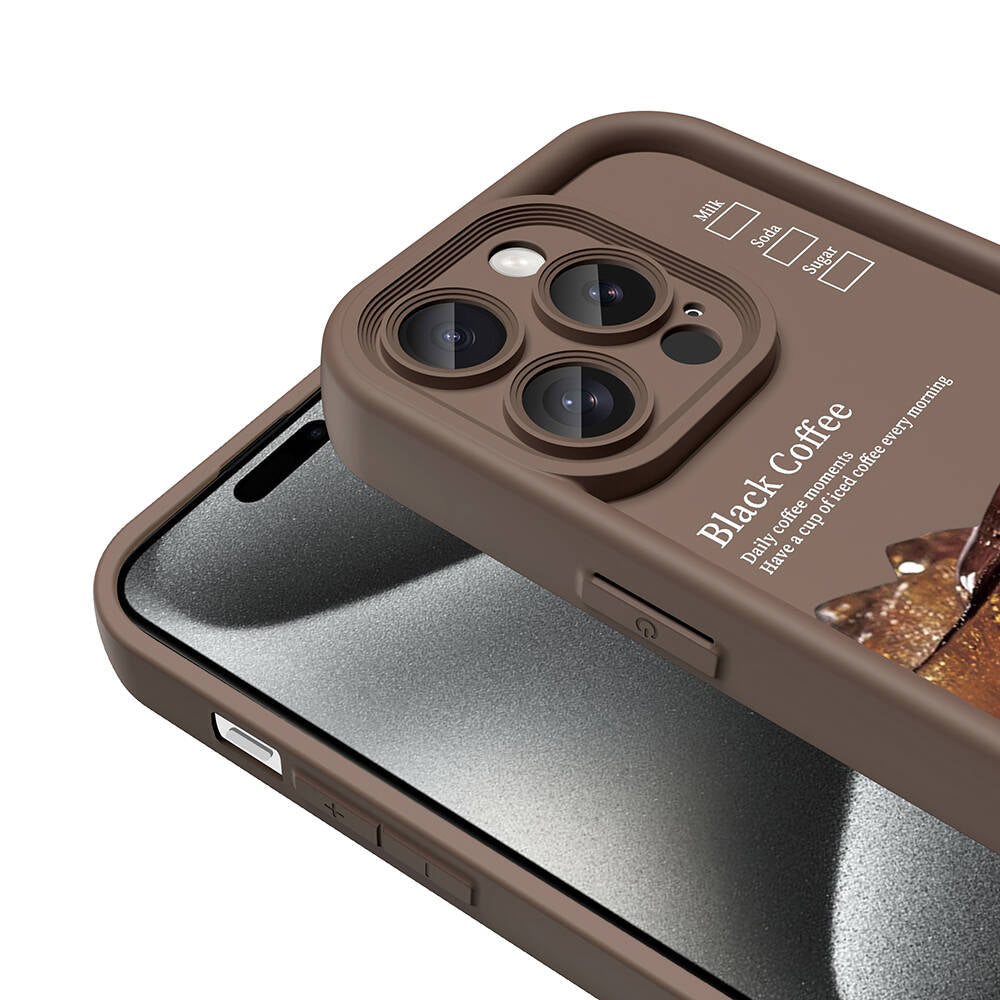 Apple iPhone 14 Pro Max Kılıf Kamera Korumalı Baskılı Arka Yüzey Zore Klas Kapak Açık Kahve