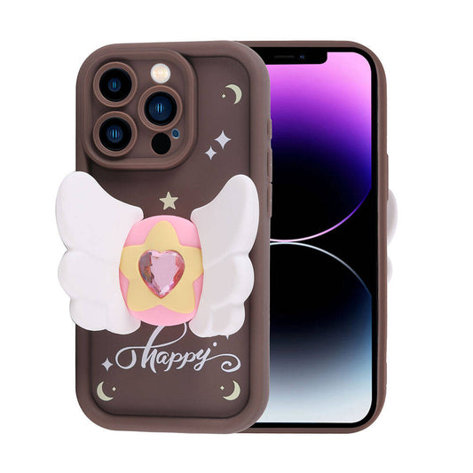 Apple iPhone 14 Pro Max Kılıf Kamera Korumalı Figür Tasarımlı Zore Kapya Kapak Pembe Koyu