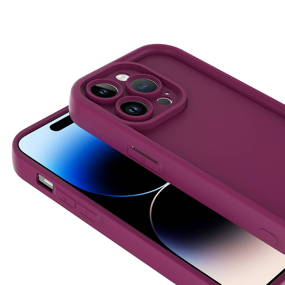 Apple iPhone 14 Pro Max Kılıf Kamera Korumalı Zore Ananas Kapak Mürdüm