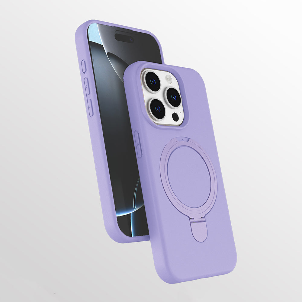 Apple iPhone 14 Pro Max Kılıf M-safe Şarj Özellikli Standlı Zore Samara Kapak Lila