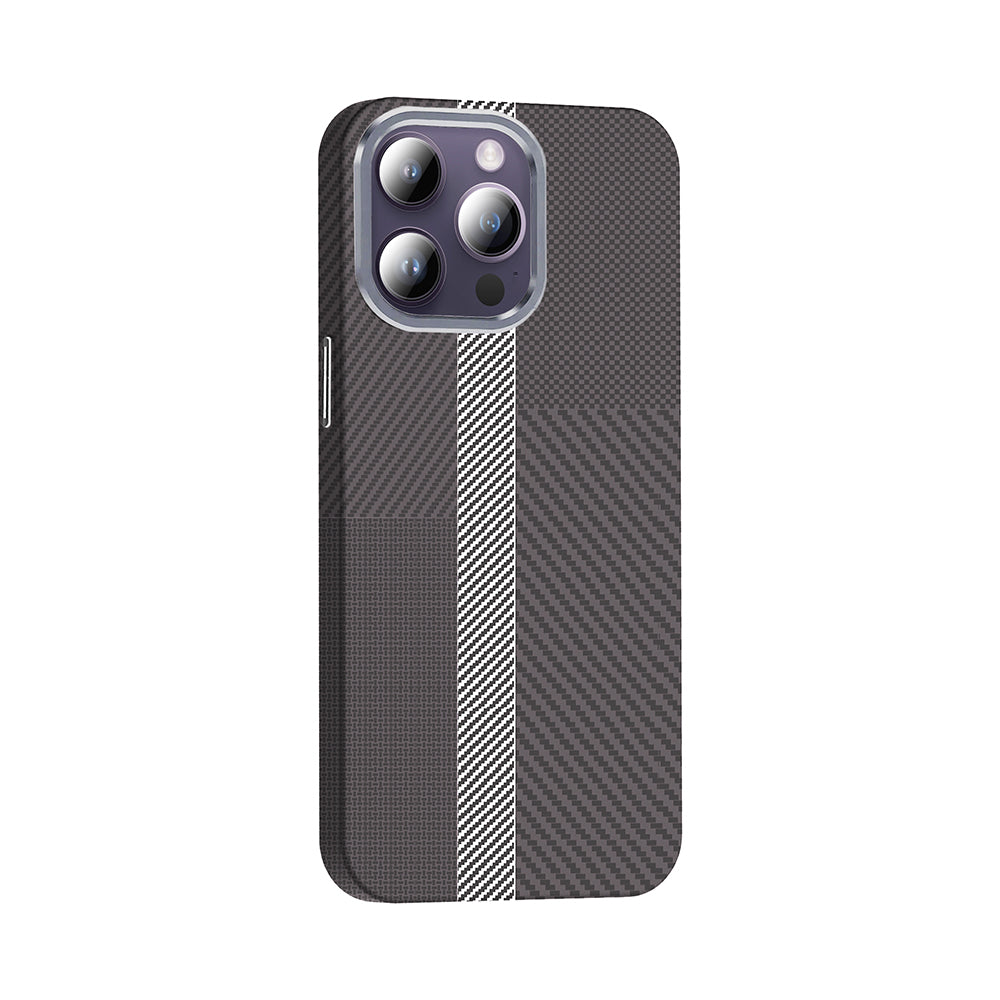Apple iPhone 14 Pro Max Kılıf M-safe Şarj Özellikli Karbon Fiber Görünümlü Zore Gros Kapak Lacivert
