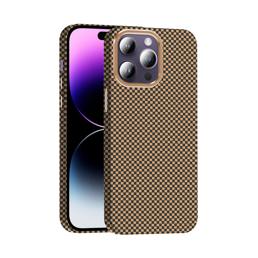 Apple iPhone 14 Pro Max Kılıf M-safe Şarj Özellikli Karbon Fiber Görünümlü Zore Gros Kapak Desert Titanyum