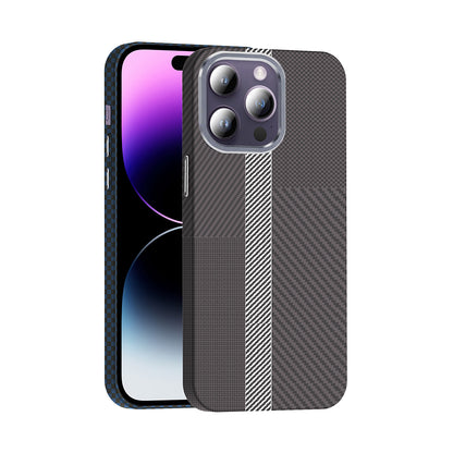 Apple iPhone 14 Pro Max Kılıf M-safe Şarj Özellikli Karbon Fiber Görünümlü Zore Gros Kapak Gri-Siyah