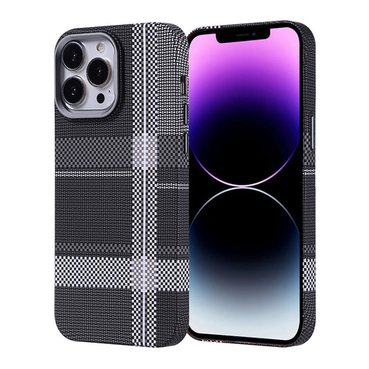 Apple iPhone 14 Pro Max Kılıf M-safe Şarj Özellikli Karbon Fiber Görünümlü Zore Nekst Kapak Gri-Siyah